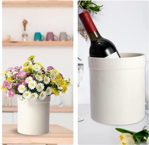 MEIGUI Ceramic Kitchen Utensil Holder, Utensil Crock Large Utensils Holder for Kitchen Decor, Cooking Tool Utensils Caddy for Countertop, Pure White 5