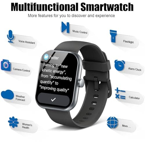 Smart Watch for Men Women, 1.96" Fitness Tracker Running Watch (Answer/Make Call), IP68 Waterproof, Pedometer, Sleep/Step/Heart Rate Monitor/Activity, 110+ Sport Modes Smartwatch for Adroid iOS Phone 7