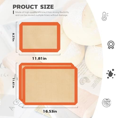 Silicone Baking Mat Set of 3, Silicone Baking Mats Cookie Sheet, Non-Stick Mats for Baking, Easy Clean & Reusable Oven Baking Sheet for Making Macaroons, Cookies 5