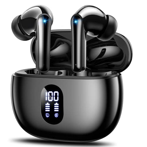 wyness Wireless Earbuds Bluetooth 5.3 Ear Buds, Hi-Fi Stereo Bass Ear Buds with 48H Playtime & LED Display, Lightweight in-Ear Headphones with Mic, IPX7 Waterproof, Touch Control for iPhone
