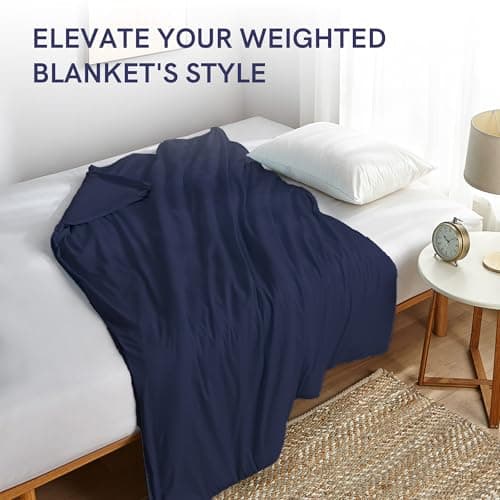 YnM Cotton Duvet Cover for Weighted Blankets (Navy, 36''x48'') 6