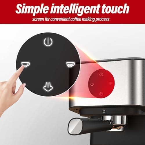 ICUIRE Espresso Coffee Machine 20 Bar With Milk Frother Steamer, 50oz Water Tank Coffee Maker for Latte, Mocha, Americano, Cappuccino, Espresso Maker Suit For Homemade Espresso Martini, Sliver 8