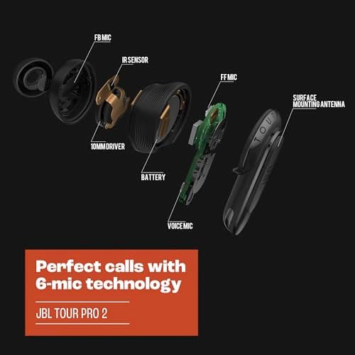 JBL Tour Pro 2 - True Wireless Noise Cancelling Earbuds with Smart Charging Case, 6-mic Perfect Calls with Voice Control, Up to 40hrs of Playtime, Immersive JBL Spatial Sound (Champagne) 5