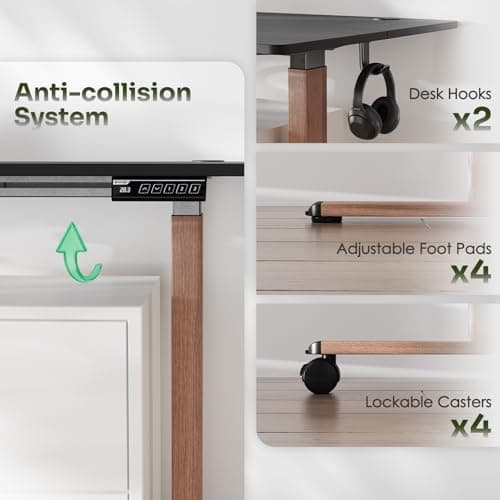 Monomi Electric Standing Desk, 55x24 Inches Height Adjustable Sit Stand up Desk, Large Ergonomic Home Office Desk with Memory Preset Controller,Two-Piece Desktop, Black 6