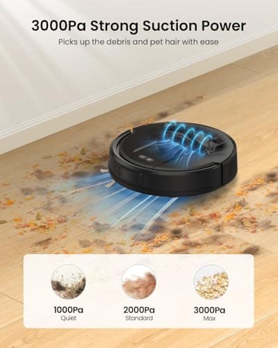 PSUK W11 Robot Vacuum and Mop with Self-Emptying, 60-Day Capacity，LiDAR Navigation, Home Mapping, 3000Pa Suction，No-Go Zones, Robotic Vacuum Cleaner for Pet Hair， Hard Floors, Carpets (Large) 7