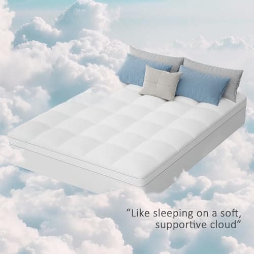 King Size Dual Layer 4 Inch Memory Foam Mattress Topper, 2 Inch Gel Memory Foam, 2 Inch Cooling Pillow Top Mattress Topper Cover, Soft Fluffy & Pressure Relief & Medium Support 9