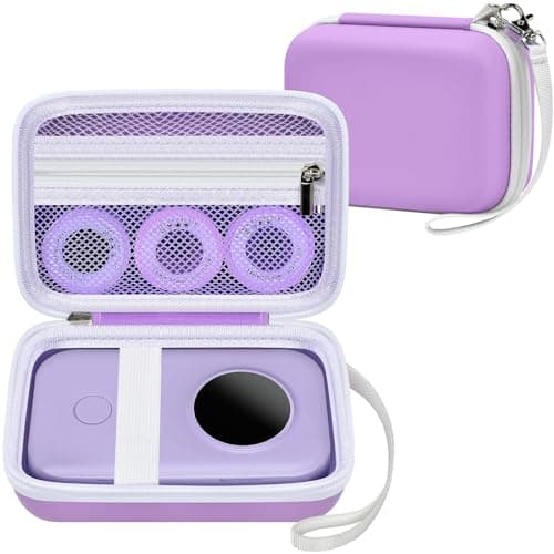 PAIYULE Hard Carrying Case for Phomemo D30 D35 Label Maker, Label Printer Case for Nelko P21, for NIIMBOT D110 D11, for Marklife P11 P12, for SUPVAN E10, Storage Bag with Mesh Pocket(Purple)