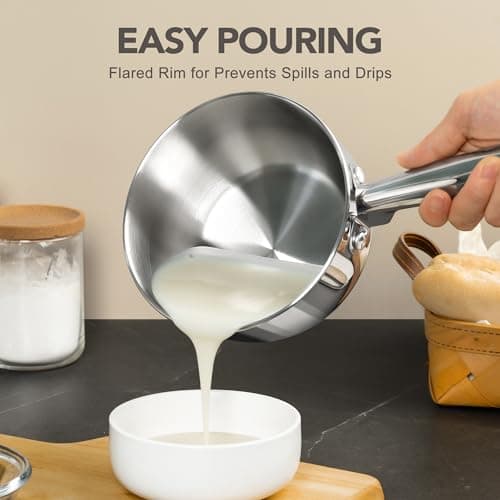 MICHELANGELO Stainless Steel Pot Set 6 Pcs with Triply Base, Stainless Steel Saucepans with Lids, Induction Saucepan Set with Stay-cool Handle - 1QT & 2QT & 3QT 5