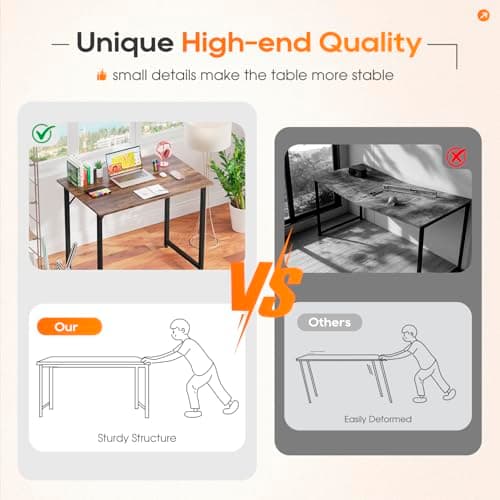 PayLessHere | 32 Inch Computer Desk | Brown | Office Desk with Metal Frame, Adjustable Feet | Water-Resistant, Scratchproof Surface | Sturdy Writing Table for Home Office or Study | Pack of 1 4