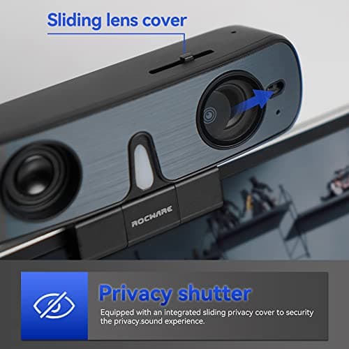 ROCWARE RC08 2K Webcam with Speaker, Webcam for PC, HD Web Cam with Noise Reduction Mic/Harman Speaker/4X Eptz/Privacy Cover/0.2S Auto-Focus/Low Illumination, Computer Camera for Zoom/Teams/Meeting 6
