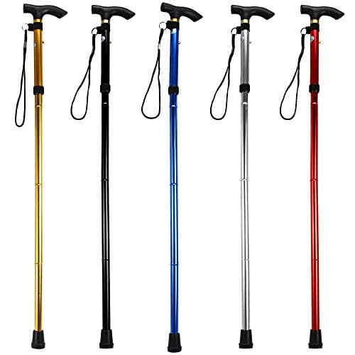 Comfkey Folding Lightweight Walking Stick - Adjustable Aluminum Metal Collapsible Travel Cane with Non-Slip Rubber Base (Black) 8