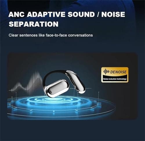 True Powerful Bluetooth 5.4 Open Ear Earbuds, IPX5 Waterproof, LCD Color Screen, Wireless Bluetooth, Non Ear Headphones, Gray 6