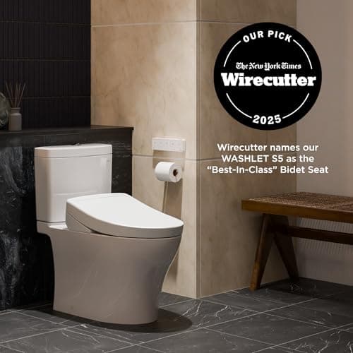 TOTO WASHLET S5 Electronic Bidet Toilet Seat with Instantaneous Water Heating, PREMIST and EWATER+ Wand Cleaning, Elongated, Cotton White - SW3446#01 6