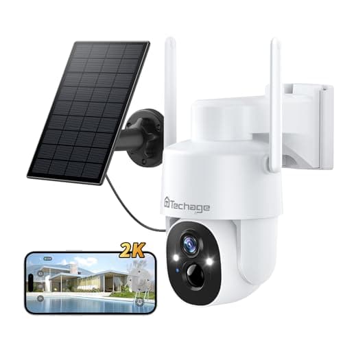 2K Solar Cameras Outdoor Wireless, Security Cameras Wireless Outdoor, Battery Powered cam with Spotlight, 2-Way Talk, PIR Motion Detection, Color Night Vision, 360° PTZ, Siren, Compatible with Alexa