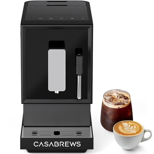 CASABREWS ACAFE PLUS Automatic Espresso Machine, 20bar Espresso Coffee Machine with Grinder and Milk Frother, Professional Coffee Maker with Touch Screen for Cappuccino and Americano, Black