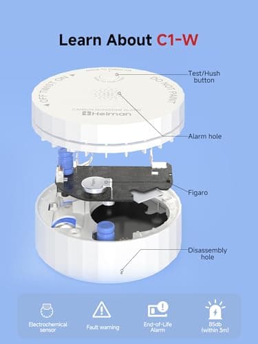 HEIMAN Smart Carbon Monoxide Detector, Wi-Fi Nano CO Alarm, ETL Listed Real-Time Push Notifications Battery Powered, Test-Reset Button, 2034 Standards, 10-Year Figaro Sensor, Portable for Trave 6