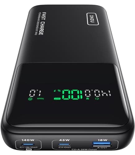 INIU 27000mAh Power Bank, High Capacity 140W Laptop Portable Charger, USB C Tablet Powerbank, Digital Display Phone Charge for iPhone 17 16, Samsung, iPad, MacBook, Camping, Outdoor, Emergency etc