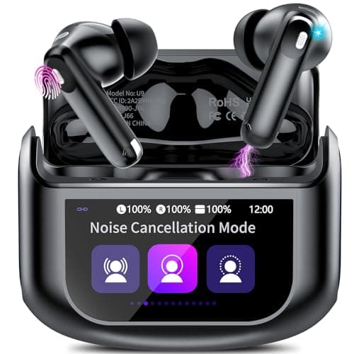 Wireless Earbuds, Bluetooth 5.4 Ear buds with Multifunctional Touch Screen, 48H Bass Stereo Headphones with ANC/ENC Noise Cancelling/Transparency mode, IPX7 Earphones with 5 EQ Modes for iOS Android