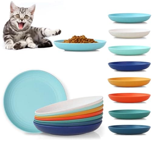 GENLGE 8 Pack Cat Bowls, Cat Food Bowl, 5.9 x 1 Inch Whisker Friendly Shallow Wide Cat Dishes, Pet Food and Water Bowl for Indoor & Outdoor Cats