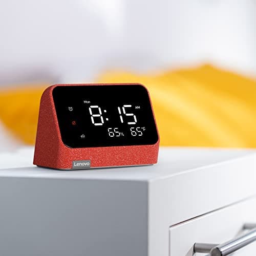Lenovo Smart Clock Essential with Alexa Built-in - Digital LED with Auto-Adjust Brightness - Smart Alarm Clock with Speaker and Mic - Compatible with Lenovo Smart Clock Docking 3