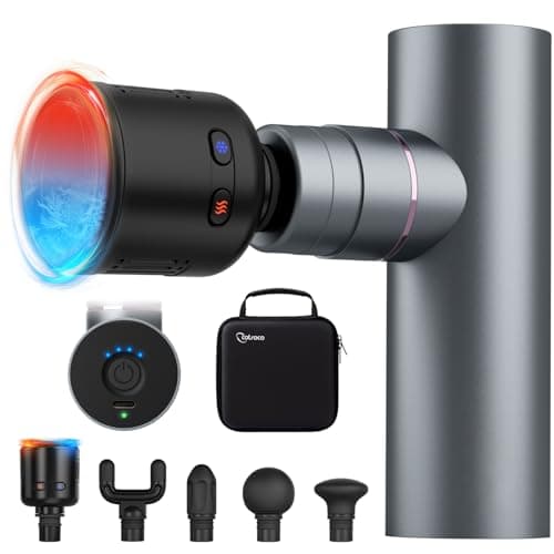 cotsoco Massage Gun with Heat and Cold Therapy, Full-Metal Handheld Electric Massager Deep Tissue for Body Muscle Pain Relief, Silent Portable Percussion Massage Gun for Athletes and Recovery Gifts