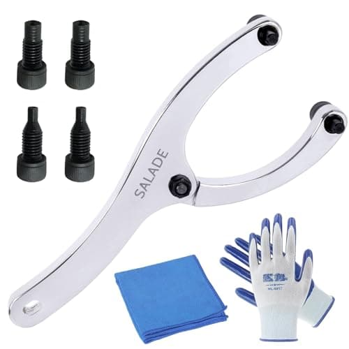 Salade Heavy Spanner Wrench,Adjustable Gland Nut Wrench,for Removing Hydraulic Cylinder,Equipped with 1/4" and 5/16" and 3/8" Pins, Gloves, and Towels