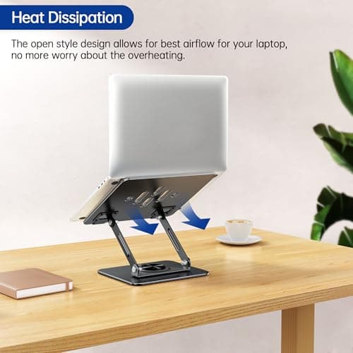 BESIGN LS11 Laptop Stand with 360° Rotating Base, Ergonomic Adjustable Notebook Holder, Riser Holder Computer Stand Compatible with Air, Pro, Dell, HP, Lenovo More 10-14" Laptops (Black) 7