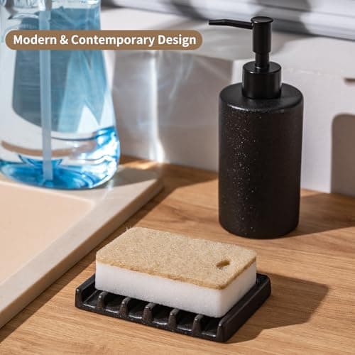 Tanew Self Draining Premium Ceramic Soap Dish, Bar Waterfall Soap Dish, Shower Soap Holder Sponge Holder Soap Tray Savers for Bathroom, Shower, Kitchen, Sink and Countertop 7