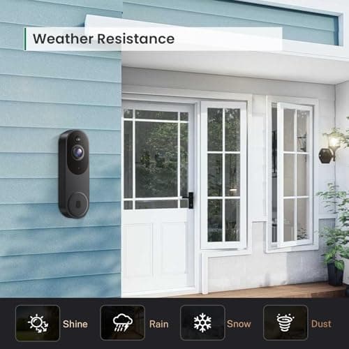GridTera Smart Video Doorbell Camera Wireless, AI Human Detection and Instant Alerts, Night Vision, 2-Way Audio, Battery Powered, Cloud Storage Sold Seperately, 2.4G WiFi (Chime not Included) 8