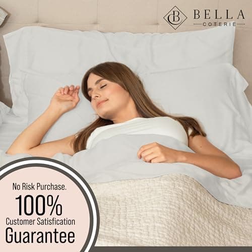 Bella Coterie Luxury Bamboo Viscose Queen Size Fitted Sheet | 100% Organically Grown | Ultra Soft | Cooling for Hot Sleepers | 18" Deep Pocket [Grey Mist] 5