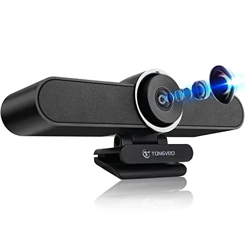 4K Webcam Conference Call TV Room Web Camera with Dual Microphones &Speaker, | All-in-One USB Video Camera, 116° Wide Angle, AI Auto Framing | Compatible with Zoom, OBS