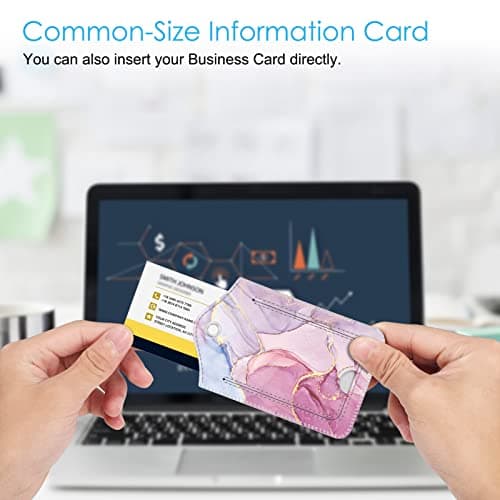 Fintie Luggage Tags, Privacy Cover ID Label with Stainless Steel Loop and Address Card for Travel Bag Suitcase - Glittering Marble (2 Piece) 5