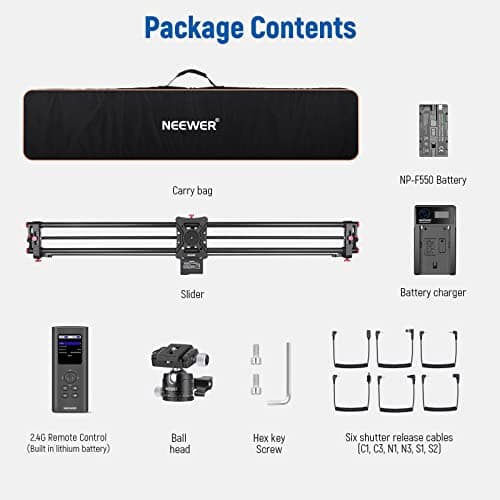 NEEWER 31.5"/80cm Motorized Camera Slider with 2.4G Wireless Control, Carbon Fiber Wireless Camera Slider Supports Video Mode, Time Lapse Photography, Horizontal Tracking and 120° Panoramic Shooting 9