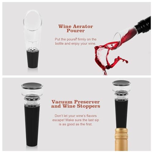 Electric Wine Bottle Opener -The Wine Gift Set, Includes a Charging Wine Bottle Opener, Wine Aerator, Vacuum Wine Preserver, Storage Base, Foil Cutter & USB Cable (Stainless Steel) 6
