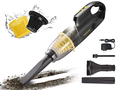 PEGOVO Hand Held Vacuum Cordless Rechargeable-10K PA Strong Suction Car Vacuum, Cordless Car Vacuum Cleaner with 360 Degree Rotation Pet Brush, 2 Filters
