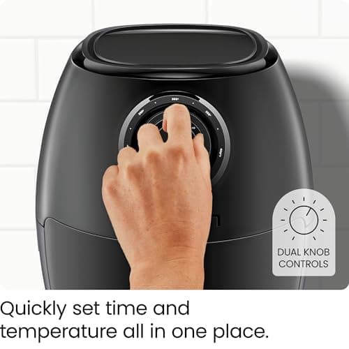 CHEFMAN Small Air Fryer Healthy Cooking, 3.6 Qt, Nonstick, User Friendly and Dual Control Temperature, w/ 60 Minute Timer & Auto Shutoff, Dishwasher Safe Basket, Matte Black, Cookbook Included 5