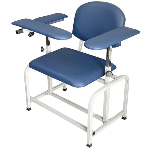 Helsevesen Cushion 22" Padded Phlebotomy Chair, Lab Blood Drawing Chair for Hospital, Lab Draw Chair and Medical Facilities, Blue