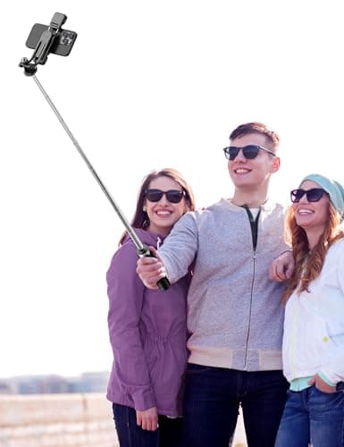 53'' Selfie Stick Tripod with Light, Extendable Selfie Stick with Remote, Portable Cell Phone Tripod Stand with All in 1 Phone Clip, Lightweight Camera Tripod Compatible with iPhone 15 14 13, Android 8