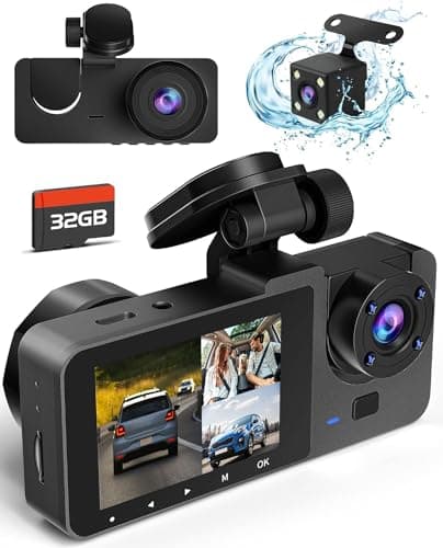 Dash Camera for Cars,4K Full UHD Car Camera Front Rear with 32GB Card,Built-in Super Night Vision,2.0'' IPS Screen,170°Wide Angle,WDR, 24H Parking Mode, Loop Recording.