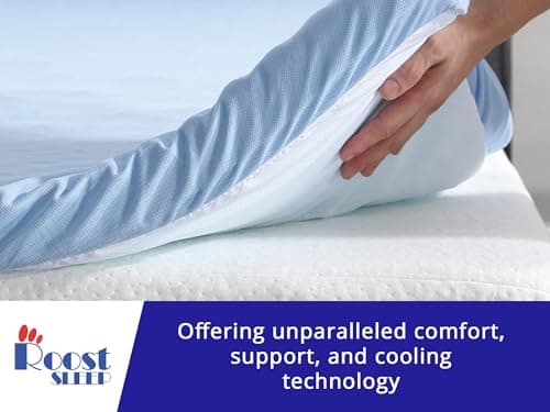 Roost Sleep Cool Cloud 3 Inch Gel Memory Foam Queen Mattress Topper – Cooling Bed Topper for Back Pain and Pressure Relief, Removable Washable Cover, Ventilated Design, Fits Queen Beds 8