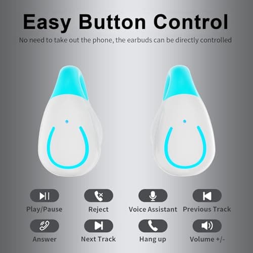 Clip On Earbuds, Bluetooth 5.3 Lightweight Comfort Bone Conduction Open Ear Headphones with LED Digital Display Charging Case Sport Built-in Mic IPX7 Waterproof for Running Fitness Android, Light Blue 5