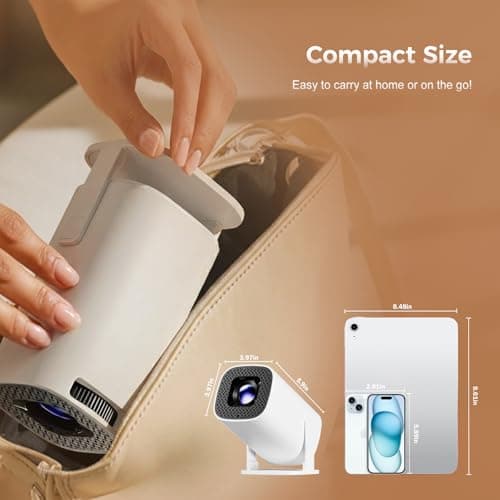 WellSonic Mini Projector with Wifi and Bluetooth, 4K Protable Smart Projector Build-in Android 14, 130" Screen Auto Keystone Movie Projector Compatible with HDMI Phone TV Stick for Bedroom Outdoor 5