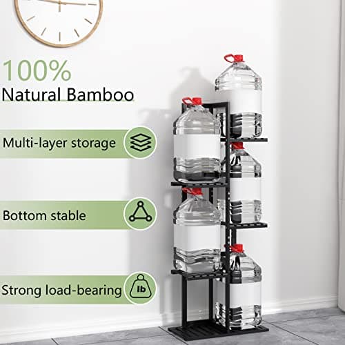 Laiensia 5 Tier Bamboo Plant Stand Rack 6 Potted Multiple Flower Pot Holder Shelf, Indoor&Outdoor Planter Display Shelves for Patio Garden, Living Room, Corner Balcony and Bedroom,Black 7