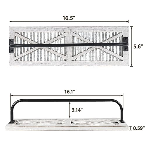 Butizone Bathroom Towel Rack, Rustic Towel Rack Wall Mounted, Small Farmhouse Bath Towel Storage Rack with Weathered Wood and Corrugated Galvanized Metal, for Hanging Towels and Hand Towels, White 6