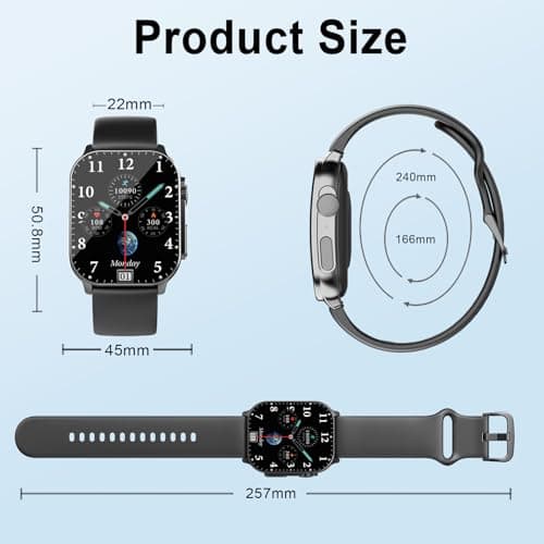 Smart Watch for Men, 2.01" AMOLED Curved Display Fitness Tracker with Answer/Make Calls, 100+ Sport Modes, Fitness Watch with 24/7 Heart Rate/Sleep Monitor/Pedometer, IP68 Waterproof, for Android iOS 7