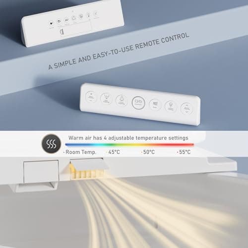 Slim Bidet Toilet Seat, Ultra-Thin Electric Smart Heated Seat with Adjustable Warm Water Wash (Front/Rear/Mobile), Warm Air Dryer, Self-Clean Nozzle, Night Light, LED Display & Remote Control 5