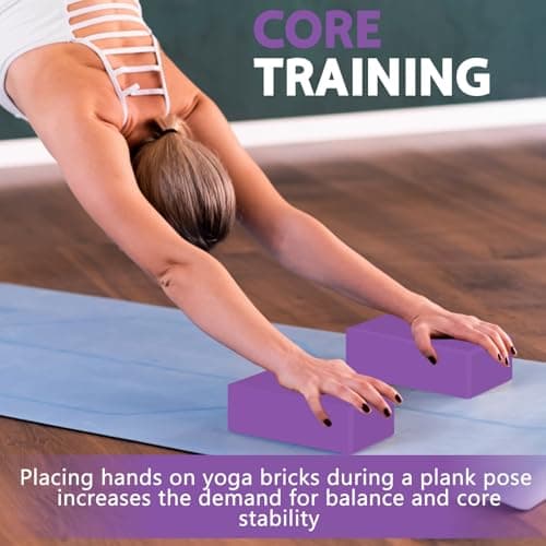 MBHKRRS 9"x6"x3" Yoga Blocks, Soft Non-Slip Surface Premium Foam Blocks, Supportive, Lightweight, Odor Resistant, Yoga Accessories for Pilates Meditation General Fitness Stretching Toning (Purple-1 Pack) 6