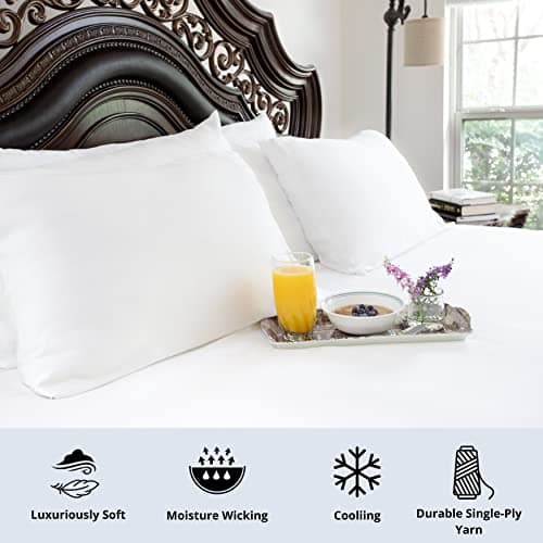 ZENLUSSO Pillowcases 100% Viscose Made from Bamboo Pillow Cases, Cooling, Luxuriously Soft, Envelope Closure, 300 Thread Count (White, Body 20"x54") 6