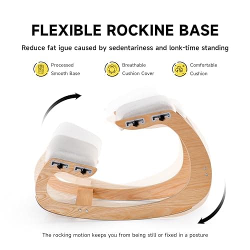 MallVitally Adjustable Kneeling Chair, Wooden Ergonomic Rocking Chair - Improve Your Posture with an Angled Seat for Home,Office(White Oak),(JY-02) 7