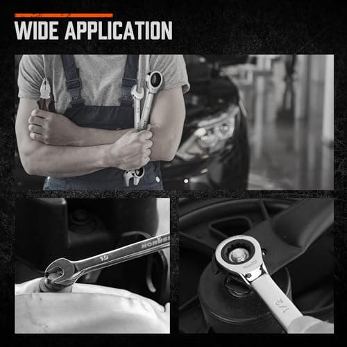 HORUSDY 24-Piece Ratcheting Wrench Set | Metric and SAE | Ratchet Combination Wrenches Set with Organizer | 72-Tooth | Chrome Vanadium Steel | 6-18 mm & 1/4” to 3/4“ (24-Piece) 8